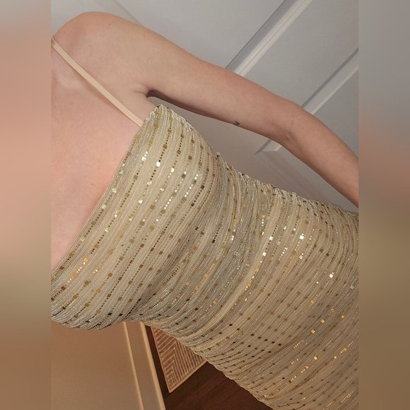 Superdown Sparkling Gold Mini Dress - Picture 3 of 9